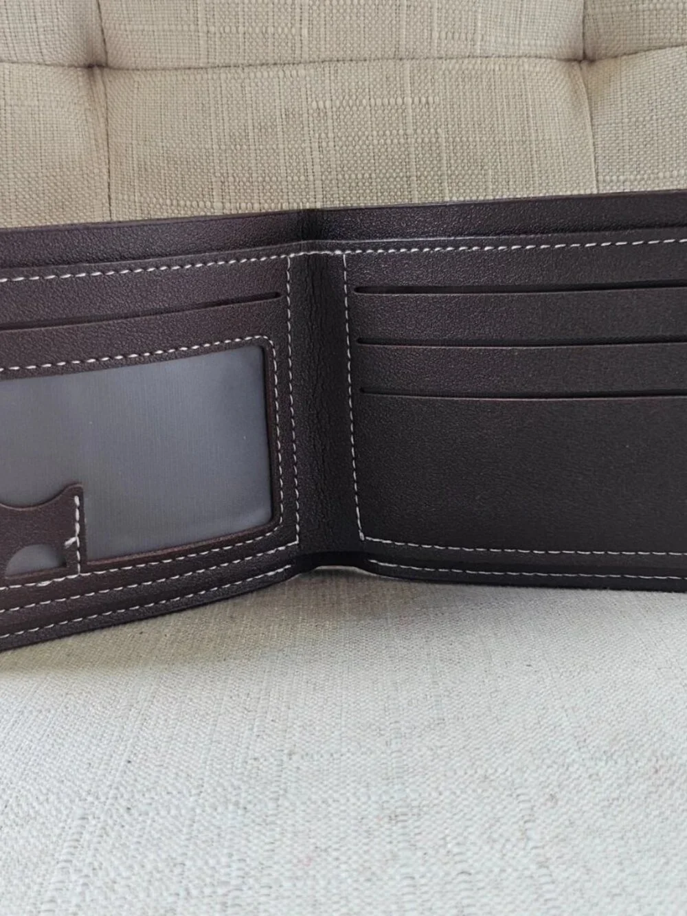 Men Wallet Brown Rubber Faux Leather Bifold Card Holder Waterproof Billfold